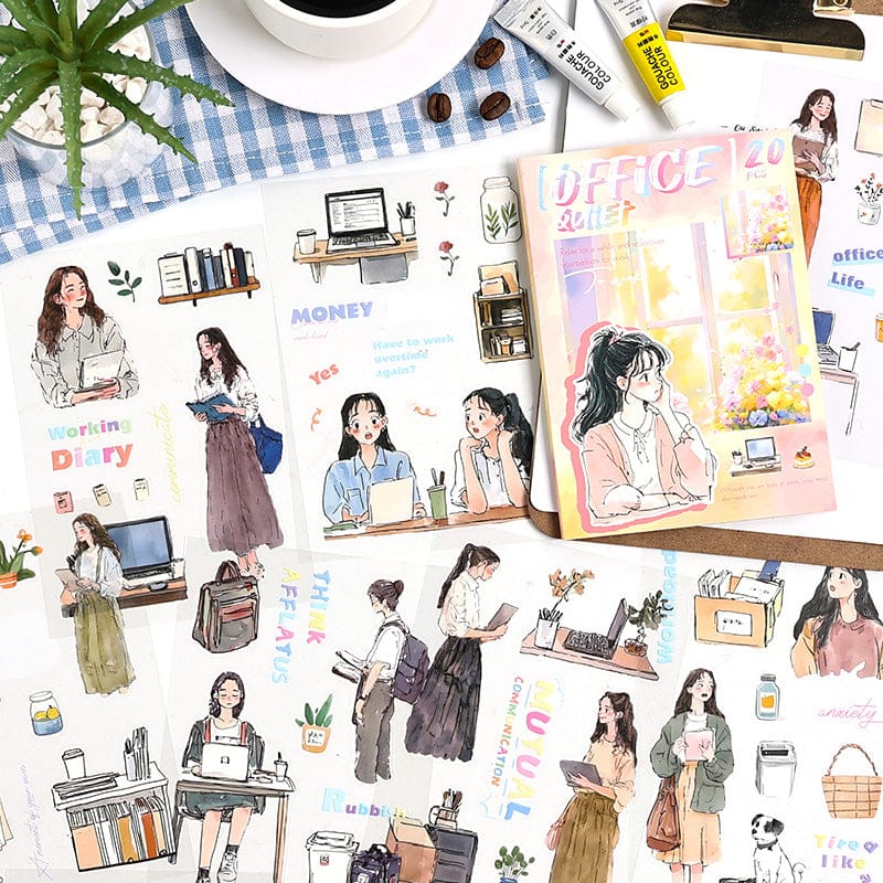 ZZPF-404 | Office Life Themed PET Sticker Books | Office And Study Life Working Girls Aesthetic sticker Book |
