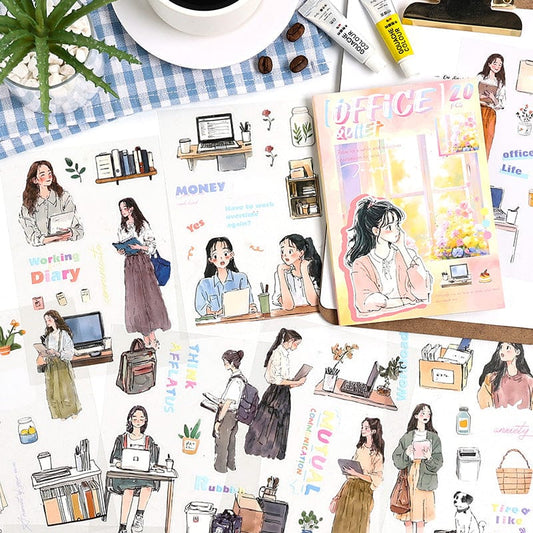 ZZPF-404 | Office Life Themed PET Sticker Books | Office And Study Life Working Girls Aesthetic sticker Book |