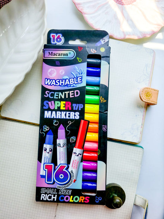 MCR - 1990-29 | 16pc Scented Markers | Washable Scented Super Tip  Color Full Markers |