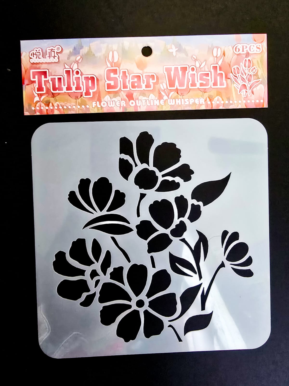 #7 HKDY-4-02 | Tulip Star Wish Stencil | Flower Outline Whisper Stencil |