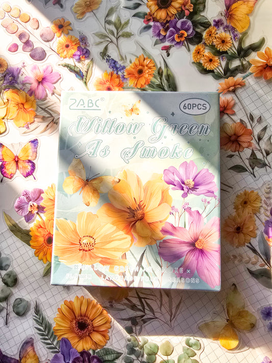 SJHY602 - Cross-border pet stickers four seasons flower language series creative flower theme handbook retro stickers 60 pieces into 6 types