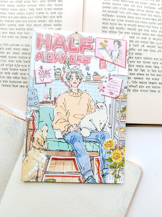 SHBJL-404 | Half A Day Off Character Sticker Book Over 400 Aesthetic PET Sticker daily-life themed | 100* 150mm 20Pcs