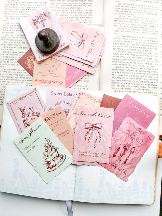 XJFW-601 | Tea Time Gleam Whispers in Litres Sticker 30pcs | 56* 83mm