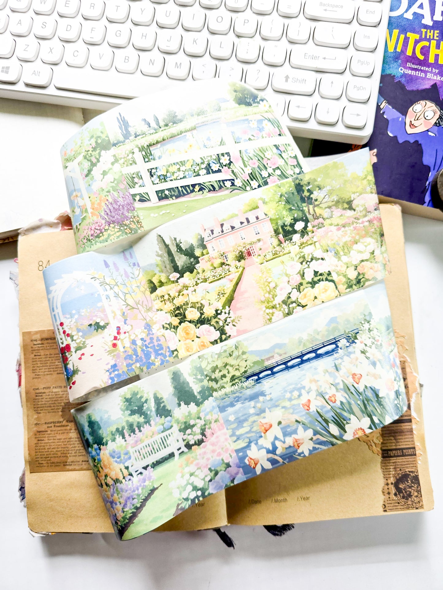 QQJG-202 | Dreamy City Scenery  washi tapes | The Tape Rolls Feature Aesthetic Landscape Designs Including A Iighthouse And Urban Scenes | 1pcs Roll