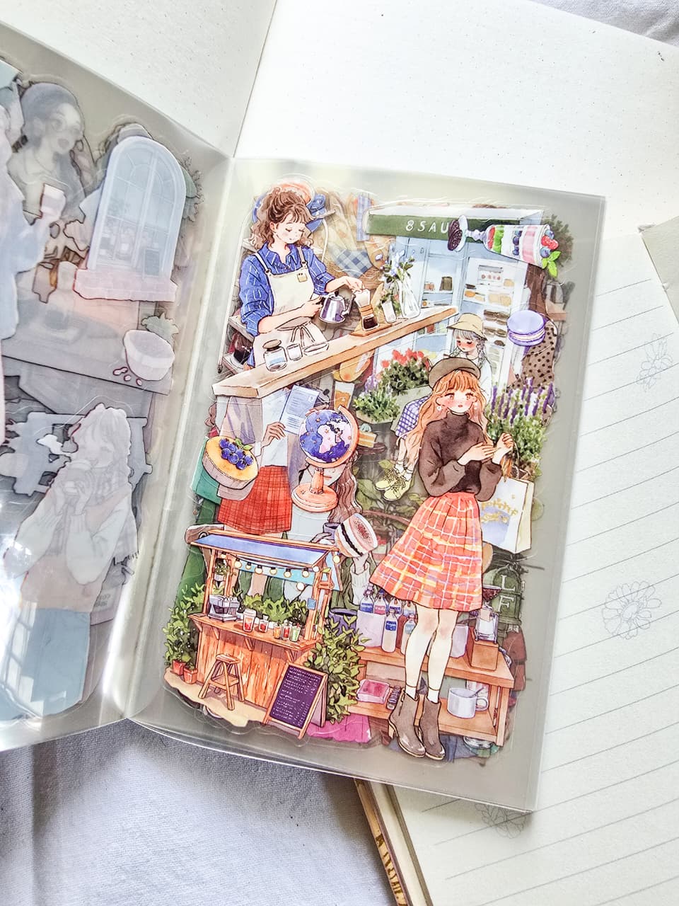 ZZPF2.0-402| Time by the Window Character Sticker Set | 300+ Stickers | Transparent PET Stickers Book | 20 Sheets