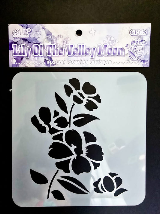 #14 HKDY-4-03 | Lily Of The Valley Moon Stencil | Flower Outline Whisper Stencil |
