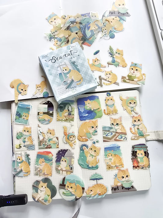 XMJR-606 | Sea cat PET Cat STICKER |60pcs Sticker | 50*50mm