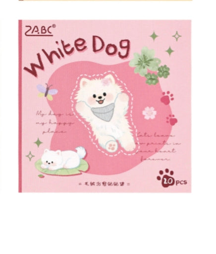 MRZYT-404| 20-Sheet PET Pet Theme Sticker Books Featuring Die-Cut White Dog Designs | 80*80mm .