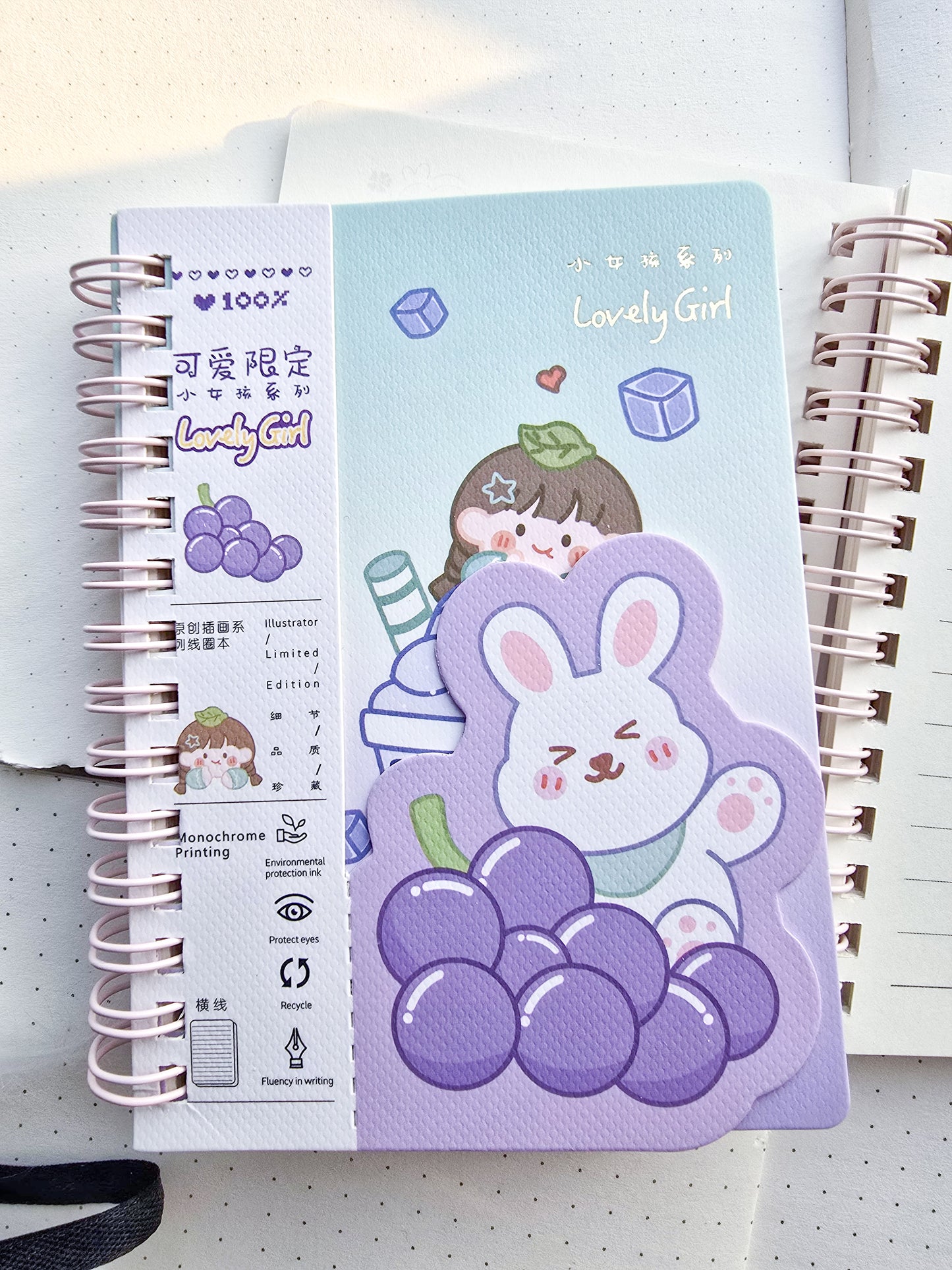 LK6480-04 |Rf|  Lovely Girl |  Ruled Special kawaii Notebook | Spiral Binding | 95*130mm | 80 Pages