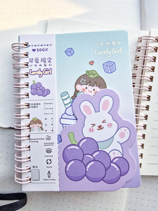 LK6480-04 |Rf|  Lovely Girl |  Ruled Special kawaii Notebook | Spiral Binding | 95*130mm | 80 Pages