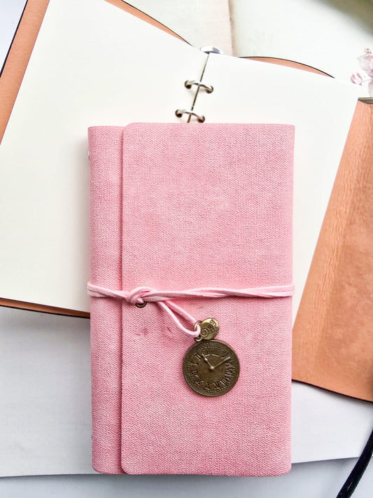 Mg265m Notebook With Charm | Natural White Detachable Pages Pink | 18*11 cm