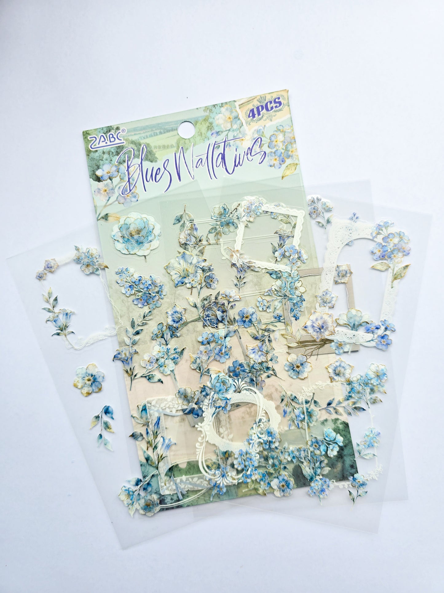 KJHY-602 | Blues Wallations | PET |  Watercolour Flower Asthetic sticker | 100* 150mm
