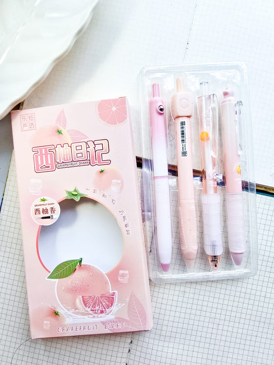 YX1193 | Grapefruit Diary  Aesthetic scented  Gel Pen Set | 4pcs |