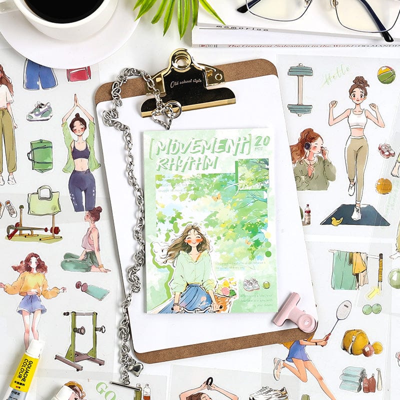 ZZPF-403| Chasing the Ordinary Japanese-Style Journaling Stickers Featuring Illustrated Scenes Of Movement And Leisure Sticker Book |