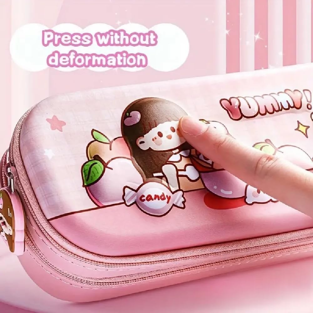 KBX-1062B |  Yummy Girl |
Double Layer Space Pencil Case,3D Cover  Pencil Zipper Pouch Bag,Compass School Kids Stylish Pen Holder Stationery Box |