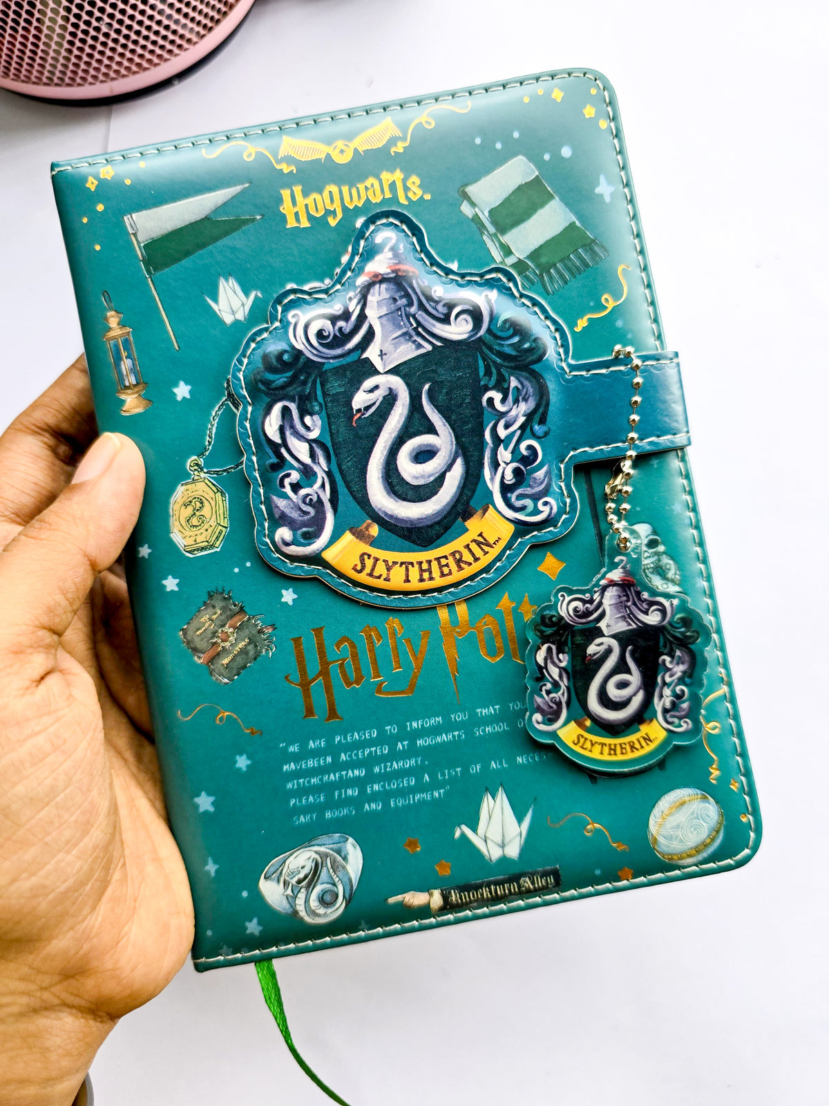 MG2669 | Harry Potter Notebook Featuring The Slytherin House Crest On The Cover Number of Pages in the Notebook is 95
