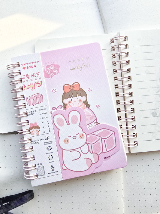 LK6480-04 |Rf | Lovely Girl |  Ruled Special kawaii Notebook | Spiral Binding | 95*130mm | 80 Pages