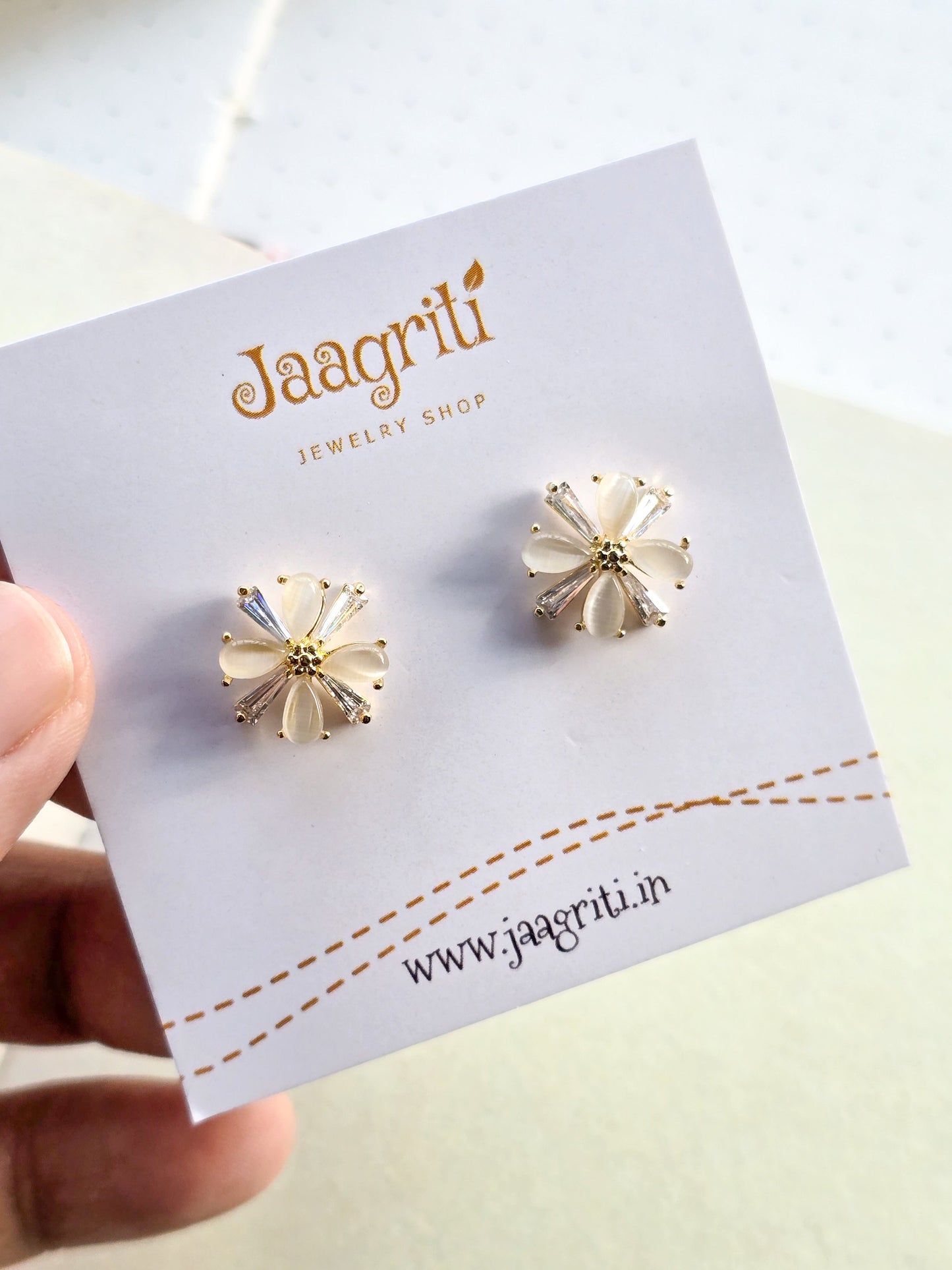 Flower Stud Korean Earring (Golden)