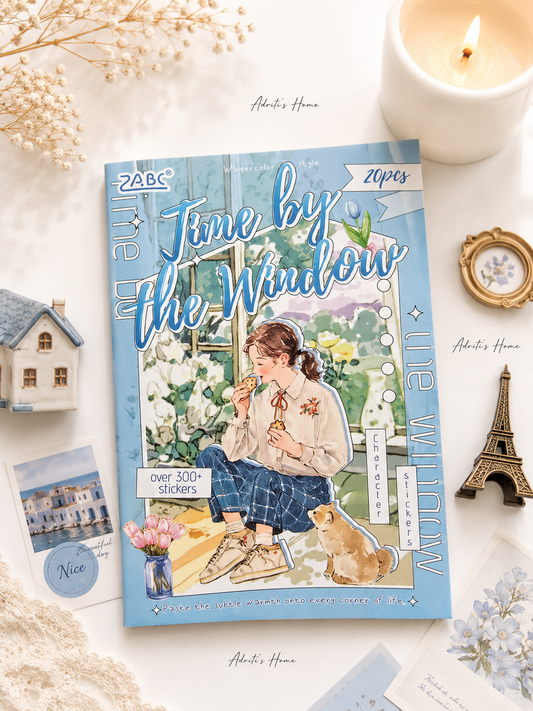 ZZPF2.0-402| Time by the Window Character Sticker Set | 300+ Stickers | Transparent PET Stickers Book | 20 Sheets