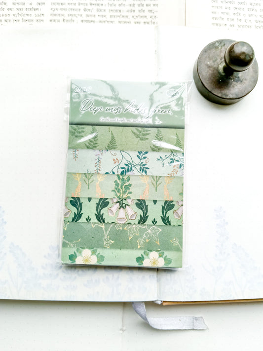 QFYN-605 |Deep Ungss Hides Green.Vintage Journal Scrapbook Papers pad 50pcs | 67* 105mm