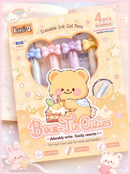 GP-6376 | Kawaii Bear Bow Ink Gel Pens Set | 4Pcs