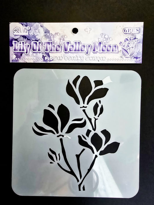 #18 HKDY-4-03 | Lily Of The Valley Moon Stencil | Flower Outline Whisper Stencil |