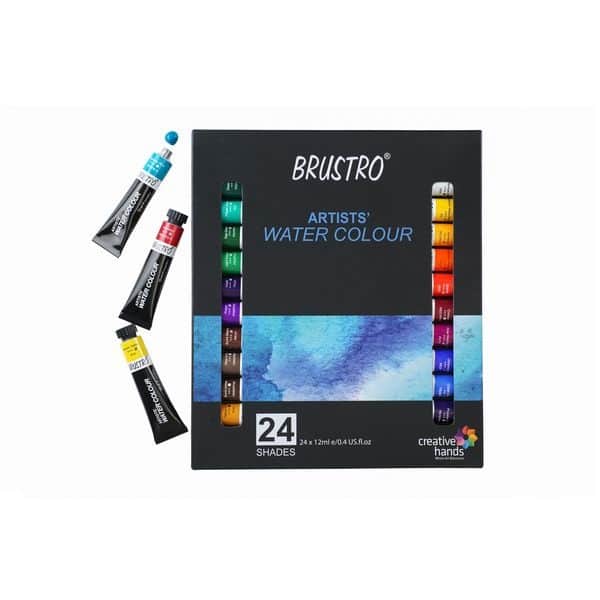BRUSTRO ARTISTS’ WATERCOLOUR SET OF 24 COLOURS X 12ML TUBES