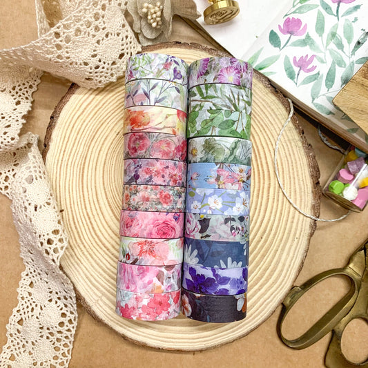 Floral Washi Combo of 20 Washi Tapes 15mmx4mtr