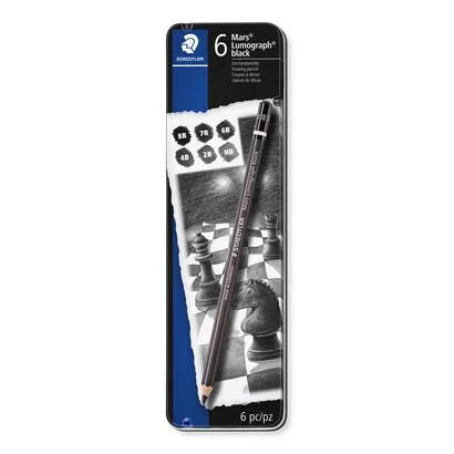 STAEDTLER - Extra Black Drawing pencil Set with Metal case | containing 6 drawing pencils in assorted degrees | sketch
